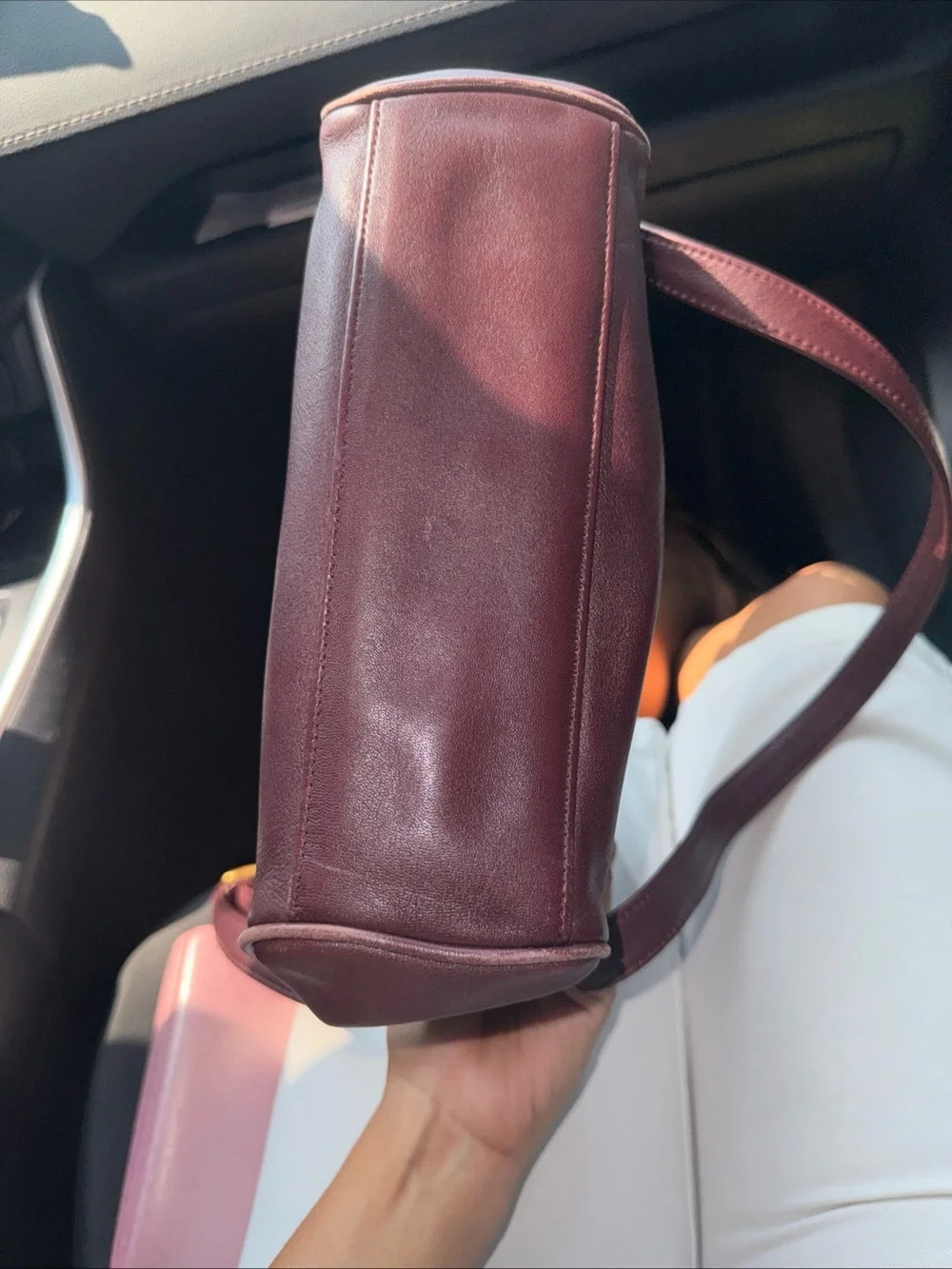 Etienne Aigner Burgundy Leather Crossbody with Gold Hardware